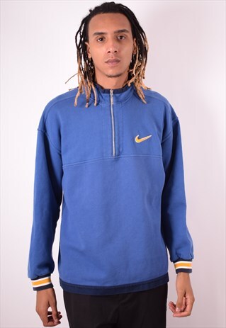 NIKE MENS VINTAGE SWEATSHIRT JUMPER LARGE BLUE 90S