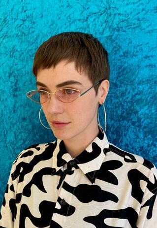 SMALL 90S STYLE OVAL SUNGLASSES - LIGHT PINK