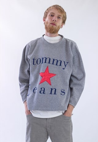 RARE 90S VINTAGE MENS TOMMY JEANS LOGO BIG SWEATSHIRT