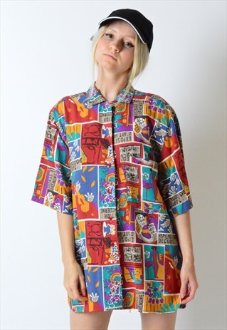 VINTAGE 90S COLOURFUL ABSTRACT SHIRT