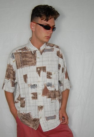 VINTAGE OVERSIZED ABSTRACT PRINT SHORT-SLEEVE SHIRT