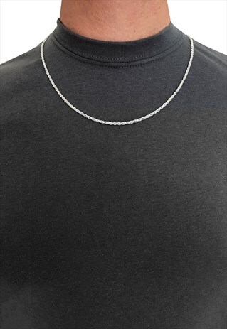 20" 925 STERLING SILVER ROPE TWIST SNAKE NECKLACE CHAIN