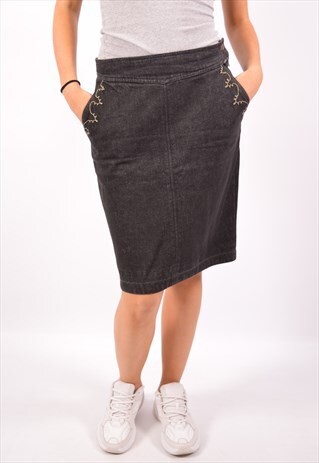 VINTAGE KENZO DENIM SKIRT BLACK