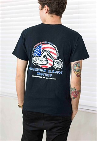 VINTAGE BIKER T-SHIRT LOGO 90S M 7.0