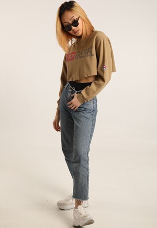 VINTAGE DIESEL PRINT CROPPED SWEATSHIRT
