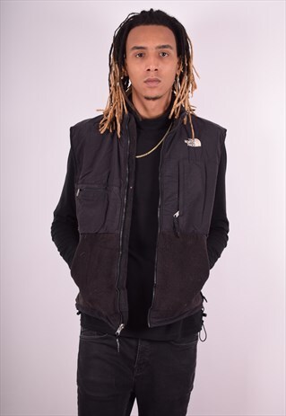 THE NORTH FACE MENS VINTAGE FLEECE GILET LARGE BLACK 90S