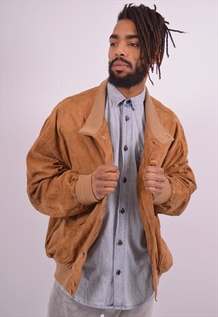 VINTAGE SUEDE BOMBER JACKET BROWN