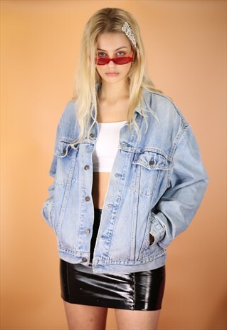 VINTAGE 90S Y2K LEVIS LIGHT BABY BLUE DENIM JACKET LARGE