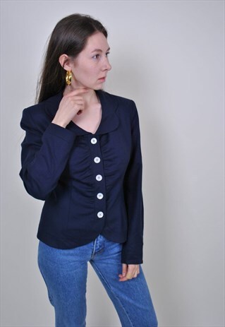VINTAGE CASHMERE BLUE BLAZER, 90S FORMAL EVENING JACKET