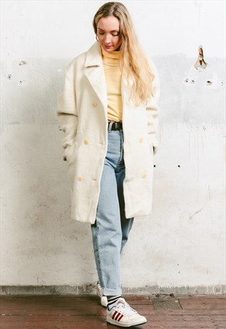 VINTAGE 90S WHITE ALPACA WOOL COAT