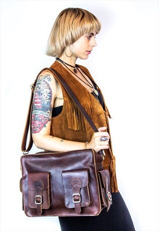 WINE LEATHER MESSENGER BAG CAMERA SATCHEL