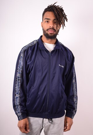 CHAMPION MENS VINTAGE TRACKSUIT TOP JACKET LARGE BLUE 90S