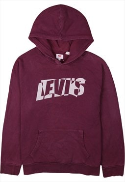 Vintage 90's Levi's Hoodie Sportswear Spellout Burgundy Red