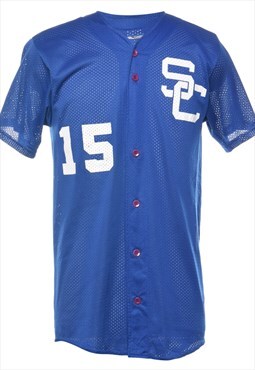 Vintage Blue & White Button Front Jersey - S
