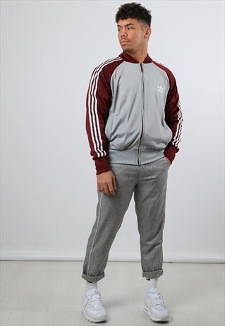 VINTAGE ADIDAS MEDIUM GREY TRACK JACKET