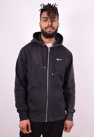 NIKE MENS VINTAGE HOODIE JACKET LARGE BLACK 90'S