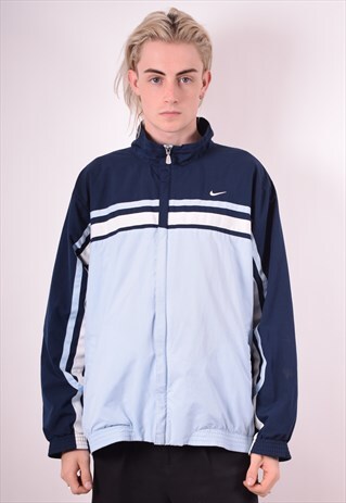 NIKE MENS VINTAGE TRACKSUIT TOP JACKET XL BLUE 90S