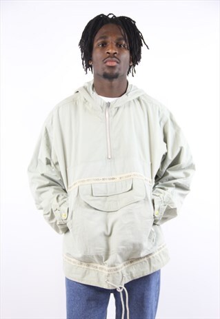 VINTAGE GREY HOODED 1/2 ZIP JACKET
