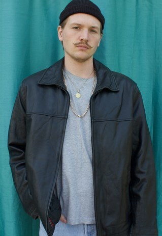 VINTAGE TOMMY HILFIGER LEATHER JACKET.