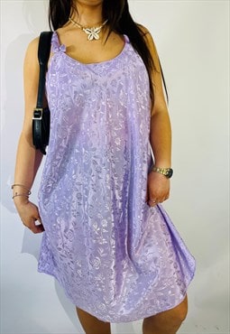 Vintage Size L Satin Mini Slip Dress in Purple