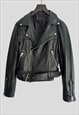 Ladies Vintage Recycled Black Leather Biker Jacket Silver 