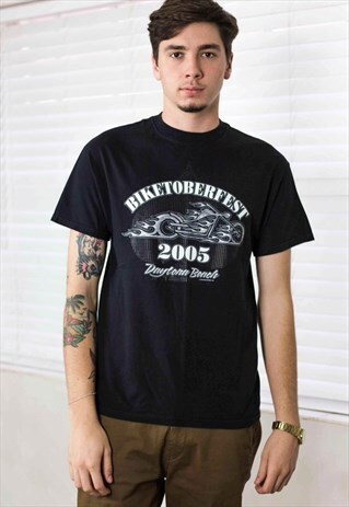 VINTAGE BIKETOBERFEST BIKER 2005 LOGO T-SHIRT M 6.7