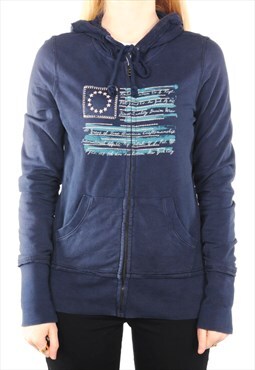 Ralph Lauren - Blue Embroidered Zipped Hoodie - Medium