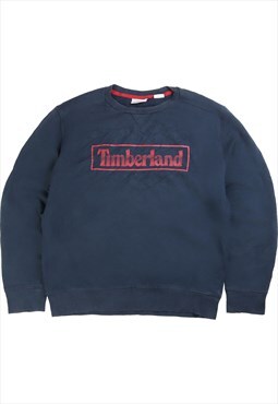 Vintage  Timberland Sweatshirt Spellout Crewneck Navy Blue