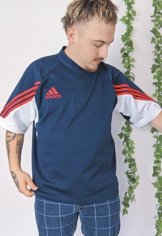 ADIDAS TOP RETRO SPORTSWEAR MEN'S 90S NAVY BLUE WHITE RED