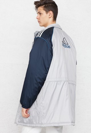 VINTAGE GREY BLUE ADIDAS JACKET