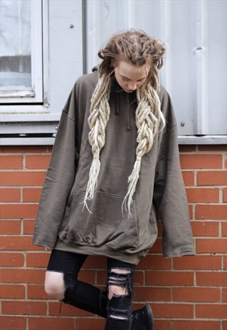 CUFFLESS KHAKI HOODIE