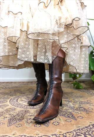 90S BROWN LEATHER BOOTS