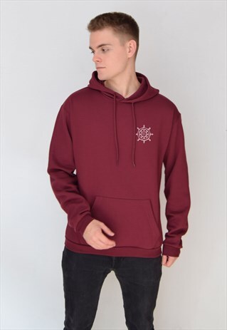 BURGUNDY WHEEL (WHITE) HOODIE