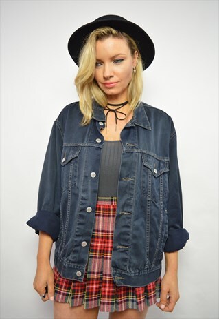 90S LEVI'S OVERSIZED NAVY WASH BLACK LABEL DENIM JACKET