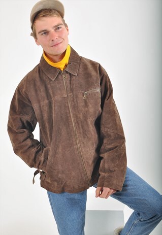 VINTAGE SUEDE LEATHER JACKET IN BROWN