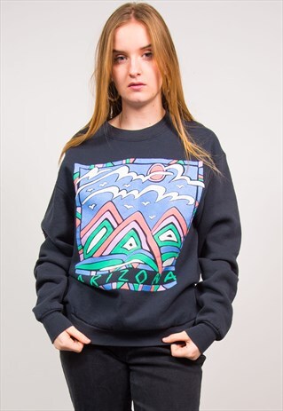 VINTAGE 90'S BLACK ARIZONA LANDSCAPE PRINT SWEATSHIRT