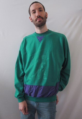VINTAGE JOINVILLE TURQUOISE & PURPLE SWEATSHIRT BASEBALL