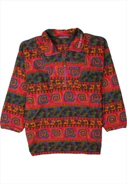 Vintage 90's Wave Board Fleece Jumper Crazy Pattern Quater