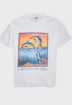 Dolphins scene 'a delicate balance' white  short sleeves reg