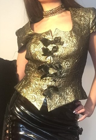 VINTAGE 90S GOLD FRANK USHER BODICE TOP