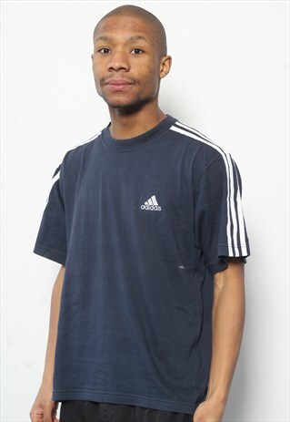VINTAGE ADIDAS LOGO T-SHIRT NAVY BLUE