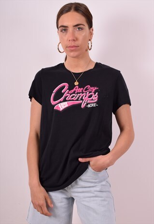 NIKE WOMENS VINTAGE T-SHIRT TOP XL BLACK 90S