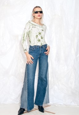 Vintage 90s Reworked Wide-Leg Jeans in Denim Blue