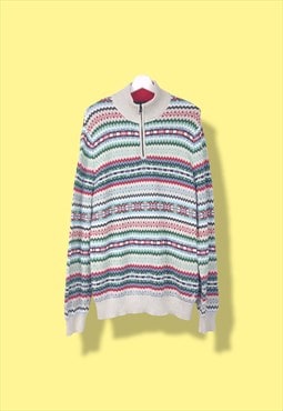 Vintage Nautica Jumper in Beige with colors stripes in L