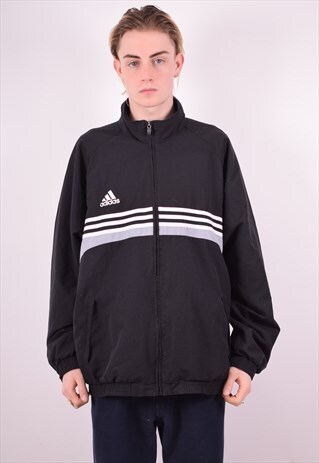 ADIDAS MENS VINTAGE TRACKSUIT TOP JACKET XL BLACK 90S