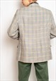 VINTAGE OVERSIZED BLAZER 80S PREPPY PLAID JACKET IN BEIGE