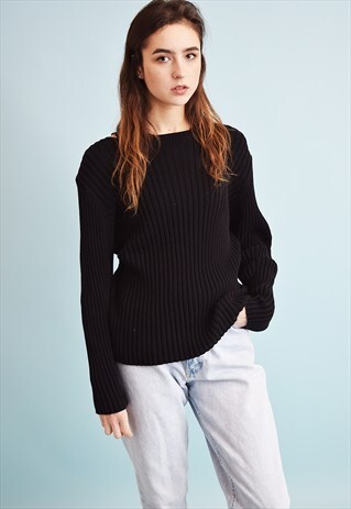 90'S RETRO GRUNGE KNITTED RIBBED TEEN JUMPER TOP
