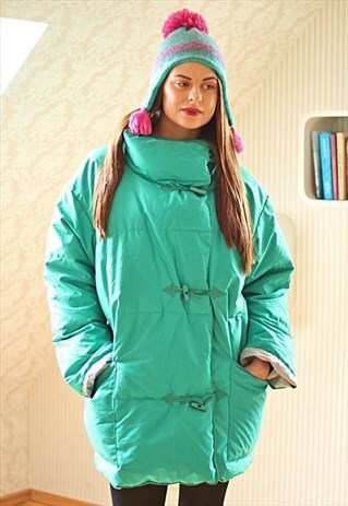 VINTAGE GREEEN EIDERDOWN JACKET
