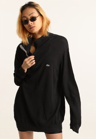 VINTAGE LACOSTE EMBROIDERED LOGO BUTTON UP SWEATSHIRT