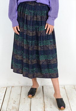 Vintage Women's M Summer Skirt Mid-calf Purple Retro Lining